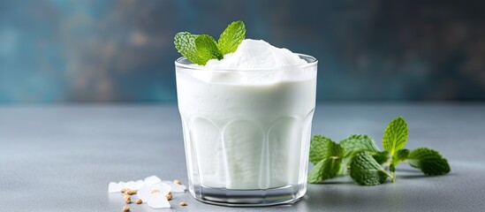 Yogurt based Middle Eastern drink with salt and water Ayran is popular - obrazy, fototapety, plakaty