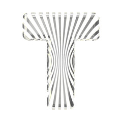 White symbol with ultra thin silver straps. letter t