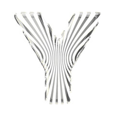 White symbol with ultra thin silver straps. letter y