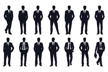 Set of businessman silhouette, isolated on white background
