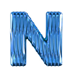 Blue symbol with vertical ribs. letter n