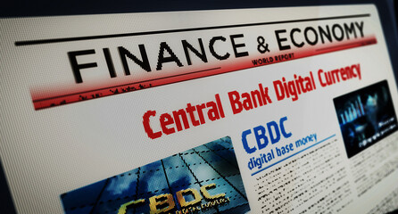 CBDC Digital Currency newspaper on mobile tablet screen