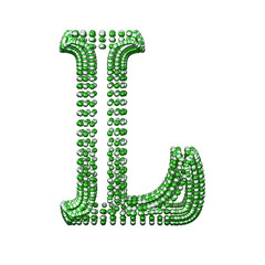 Symbol of small silver and green spheres. letter l