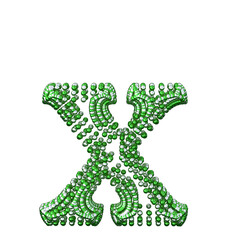 Symbol of small silver and green spheres. letter x