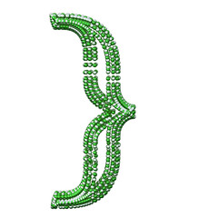 Symbol of small silver and green spheres