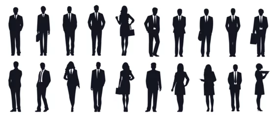 Fotobehang Set of businessman and businesswoman silhouette, isolated on white background © Rizal