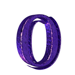 Fluted purple symbol. left side view. letter o