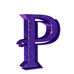 Fluted purple symbol. left side view. letter p - obrazy, fototapety, plakaty