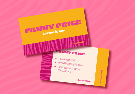 Bright Business Card With Animal Print