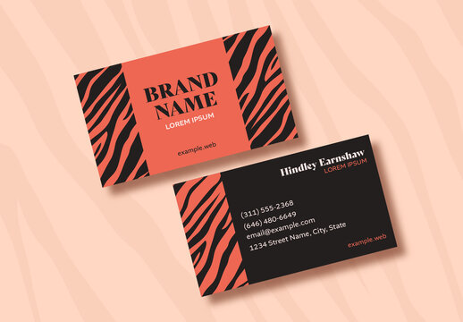 Orange and Black Zebra Pattern Business Card Template