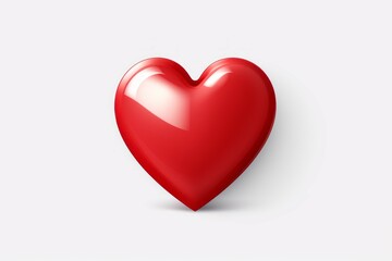 Stereotypical glossy red heart. Background with selective focus and copy space