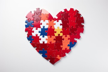 Puzzle pieces form a heart. Valentine's Day background with copy space