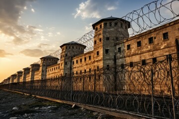 Old prison. Background with selective focus and copy space