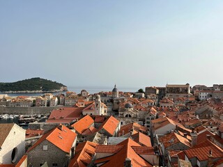 Aerial view of the city with Adriatic Sea in the background, Dubrovnik, Croatia