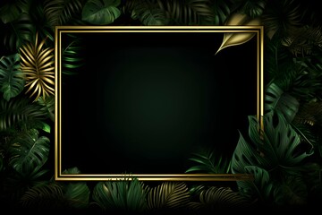 Luxury Gold and Tropical leaves frame background