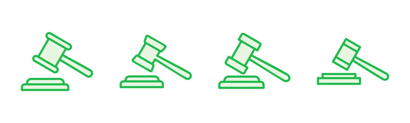 Gavel icon set. judge gavel icon vector. law icon vector. auction hammer