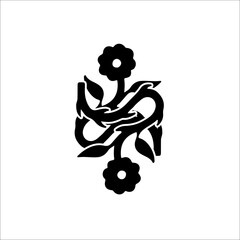 black flower coil vector illustration