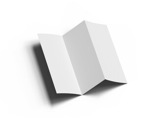 Blank Z-fold letter mockup brochure on transparent background. 3d render