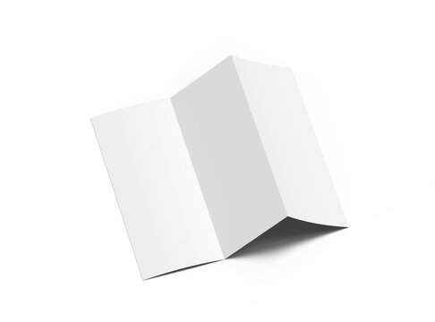 Blank Z-fold letter mockup brochure on transparent background. 3d render