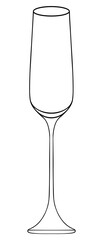 Champagne glass. Sketch. Crystal container for a drink. Vector illustration. Outline on isolated background. Doodle style. Idea for web design.