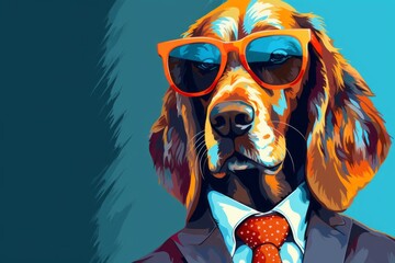 dog with glasses and suit