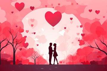 couple with hearts, valentine's day card - 678424327