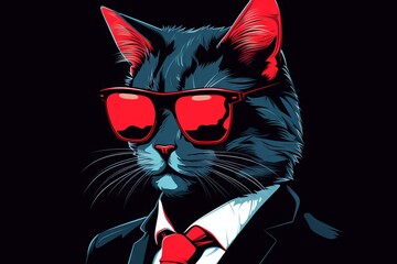 cat with glasses and suit - 678424329