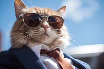 cat with glasses and suit - 678424333