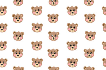 Obraz premium Seamless pattern with kawaii cute head bears, face of bear