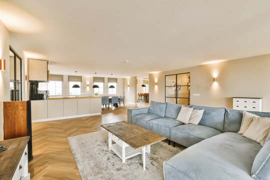 Couch and coffee table in modern living room