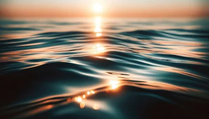 Türaufkleber Golden Sunset Reflections on Ocean Waves © Skyfe