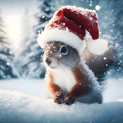 Santa's squirrel in the snow