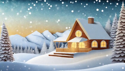 Fototapeta na wymiar a winter cabin with snow 