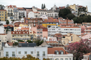 Fototapeta na wymiar Panoramic view over Lisbon rooftops