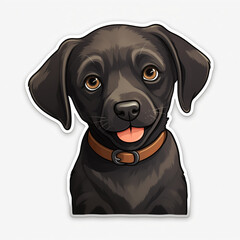 black labrador retriever dog on white background - cute kawaii style