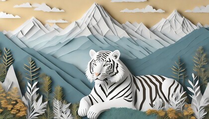 a white tiger in the mountains