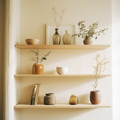 Background wall with shelves and plants