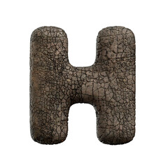 tarmac letter H - large 3d asphalt font isolated on white background. This alphabet is perfect for creative illustrations related but not limited to road, transport, highway...