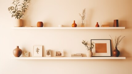 Background wall with shelves and plants