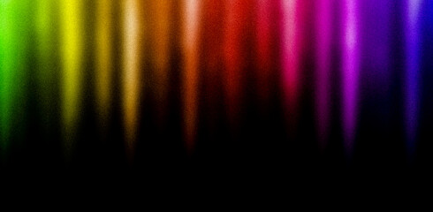 Dark background in rainbow colors. Bright green yellow orange red pink blue purple blurred grainy background for website banner. Desktop design. A large, wide template, pattern. Color gradient, blur