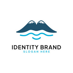 The natural landscape logo features two hills and a large lake formed within the lip design