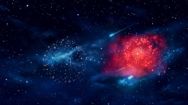 firework on night sky for celebration happy new year 2024 video background looping template 4k	
