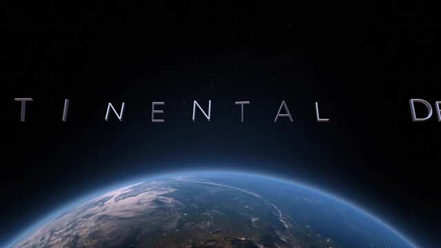 Continental drift 3D title animation on the planet Earth background