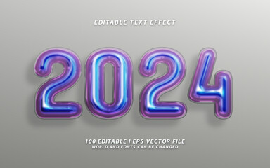 modern 2024 happy new year 3d style text effect graphic style