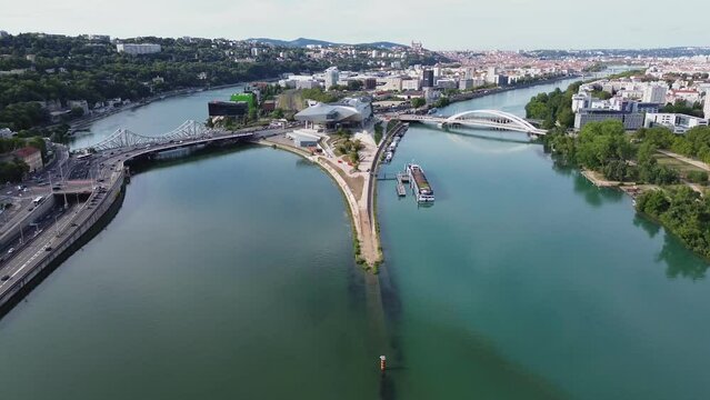 drone vid&eacute;o confluence rhone saone lyon France Europe