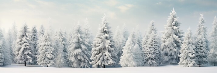 Fototapeta na wymiar Enchanting winter landscape with snow covered fir branches and captivating magical ambiance