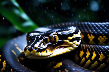 Fototapeta premium Anaconda snake in a rain forest