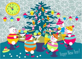 new card with christmas tree, illustration