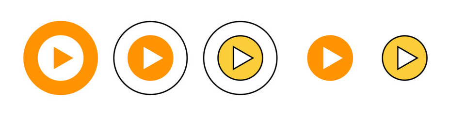 Play Icon set for web and mobile app. Play button sign and symbol
