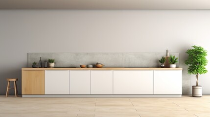  a modern, high-quality kitchen interior with a spacious, clean design. The image features a blank space suitable for adding text or graphics, making it ideal for various creative purposes.